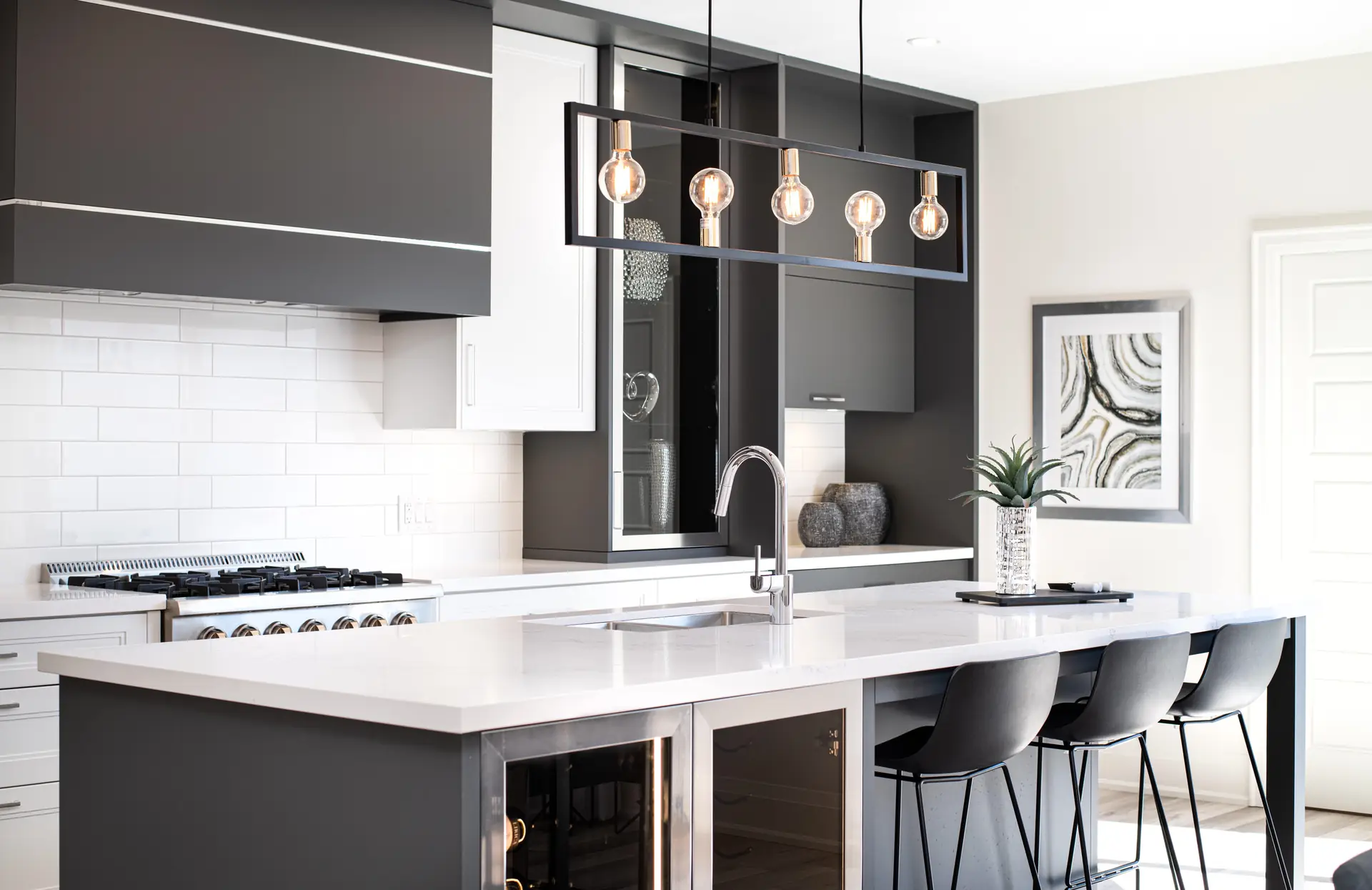 Finished custom kitchen with fine cabinetry details